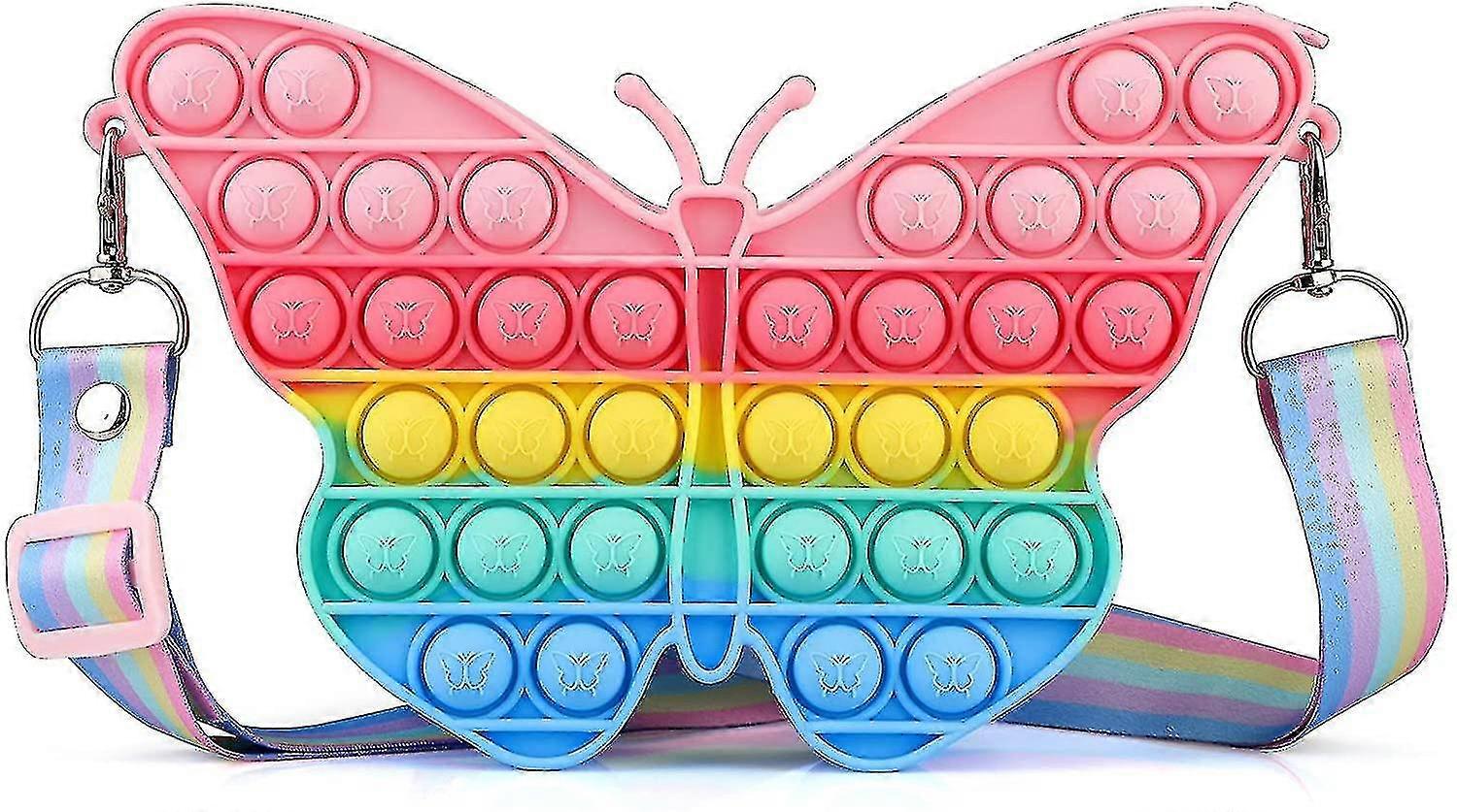 البوب محفظة للبنات، فراشة البوب على حقيبة الكتف التململ محفظة اللعب دفعها فقاعة حقيبة كروسبودي تخفيف التوتر هدايا للأطفال