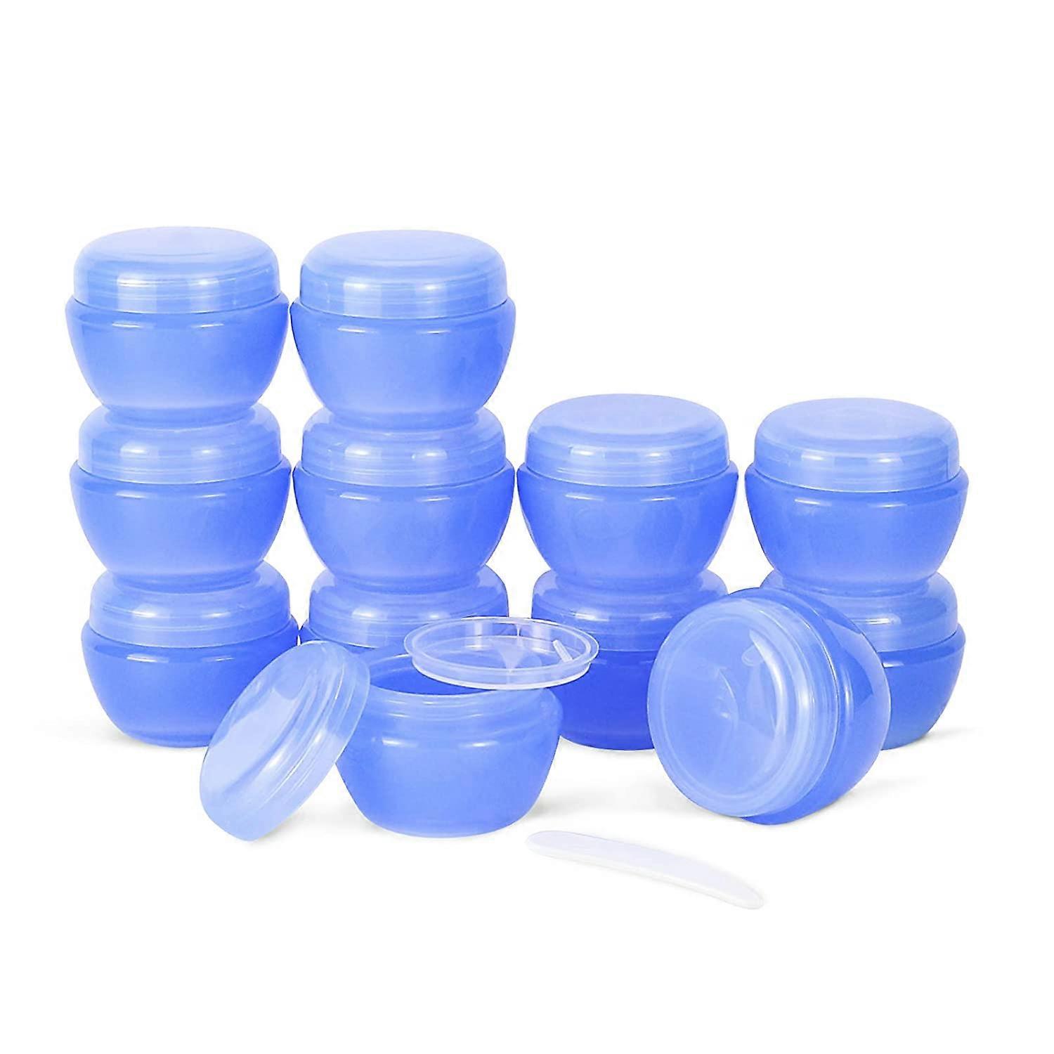 (30ML) Small Plastic Jar with Lid and Liner Cream Plastic Dispenser Plastic Box Sample Box (12 Pack, Blue)