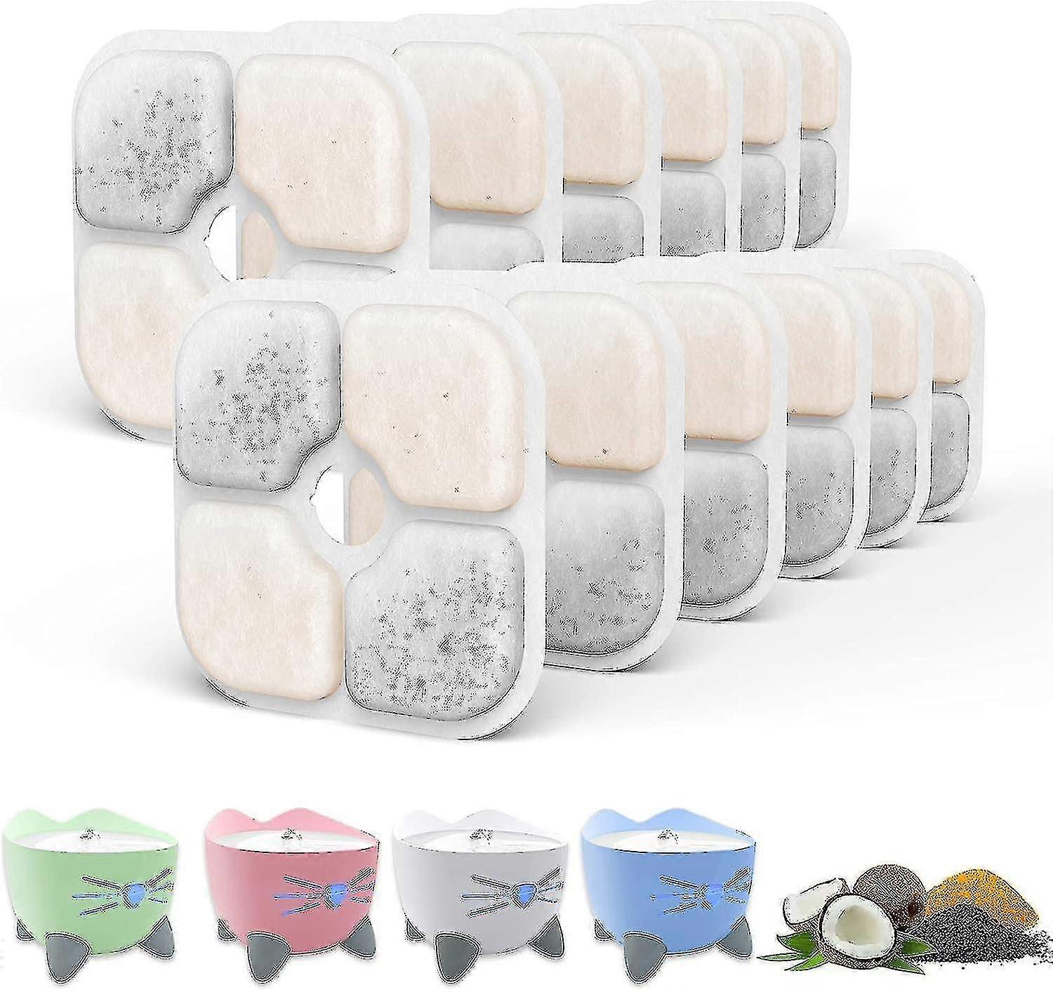 12 חבילות של מסנני מזרקת מים לחתולים, תואמים למזרקת חיות המחמד Catit Pixi. שמרו על בריאות החתול שלכם ועל הידרציה.