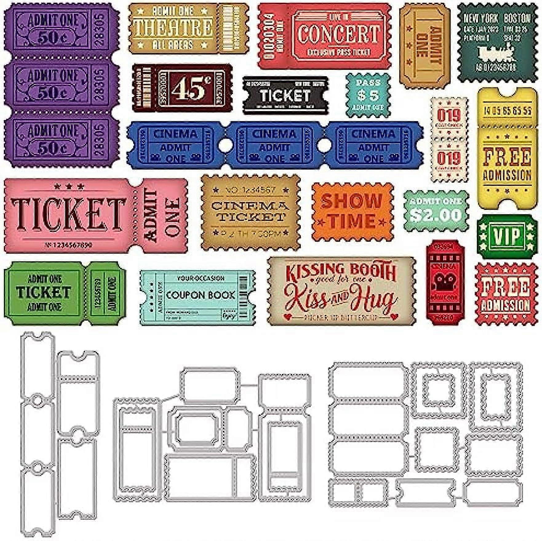 3Set 20Pcs Postage Stamp Frame Cutting Dies for DIY Scrapbooking Metal Tickets Border Frame Die Cuts Embossing Stencils Template for Paper Card Making
