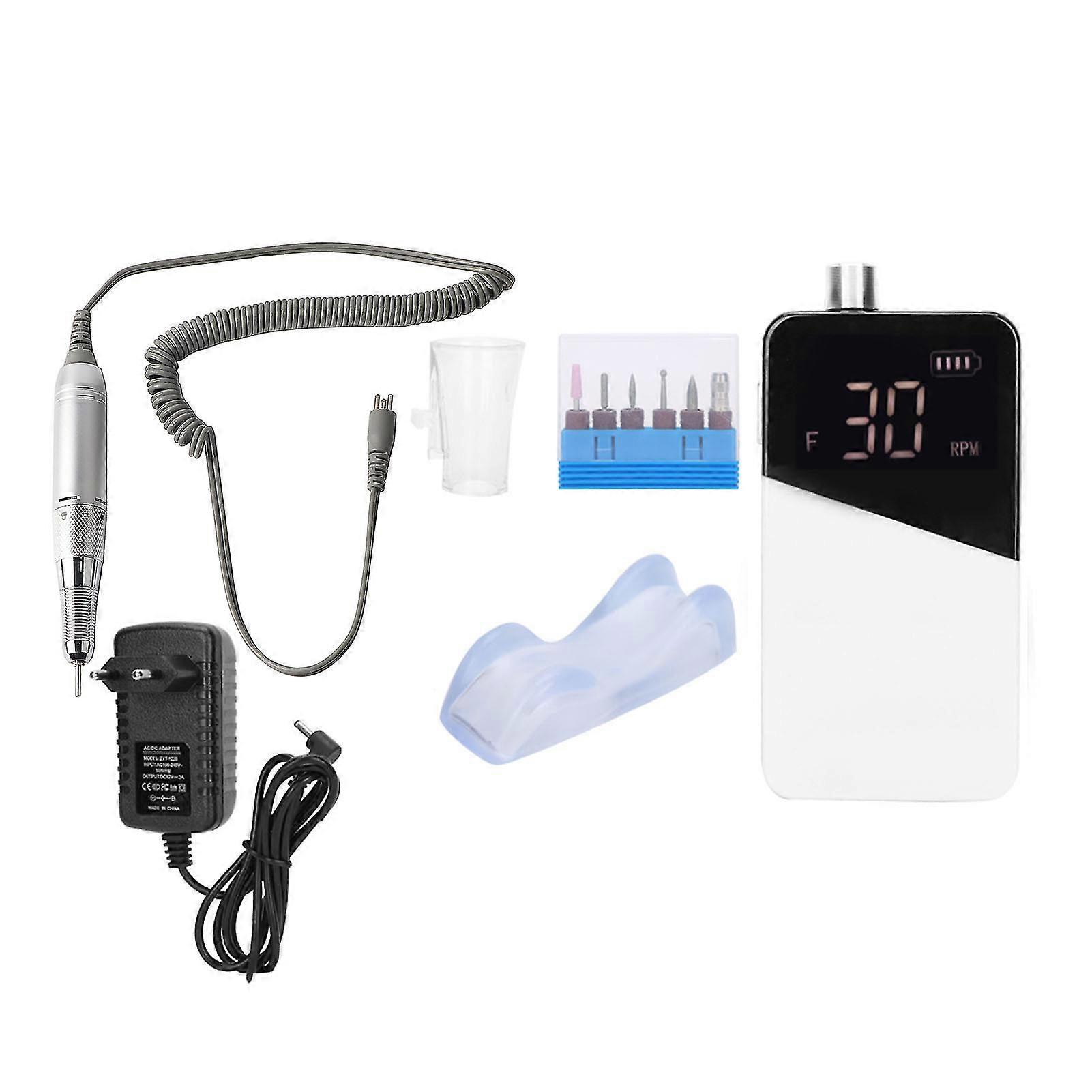 Electric Nail Drill Files Manicure Tools Portable Grinding Machine - White EU Plug