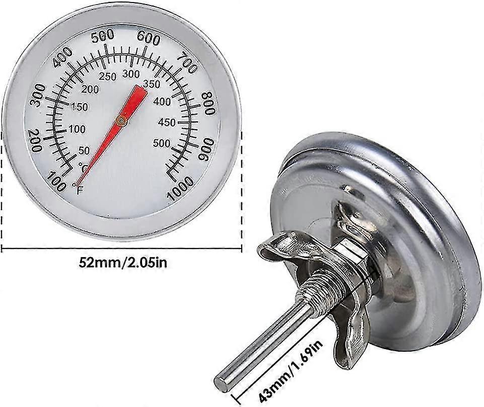 Grilovací teplomer, nerezový teplomer rúry Max 500c/1000f Analógový zobrazovací teplomer pre rúru, pec na pizzu, pec na drevo Max 500c/1000f Analógový zobrazovací teplomer pre rúru, pec na pizzu, pec na drevo