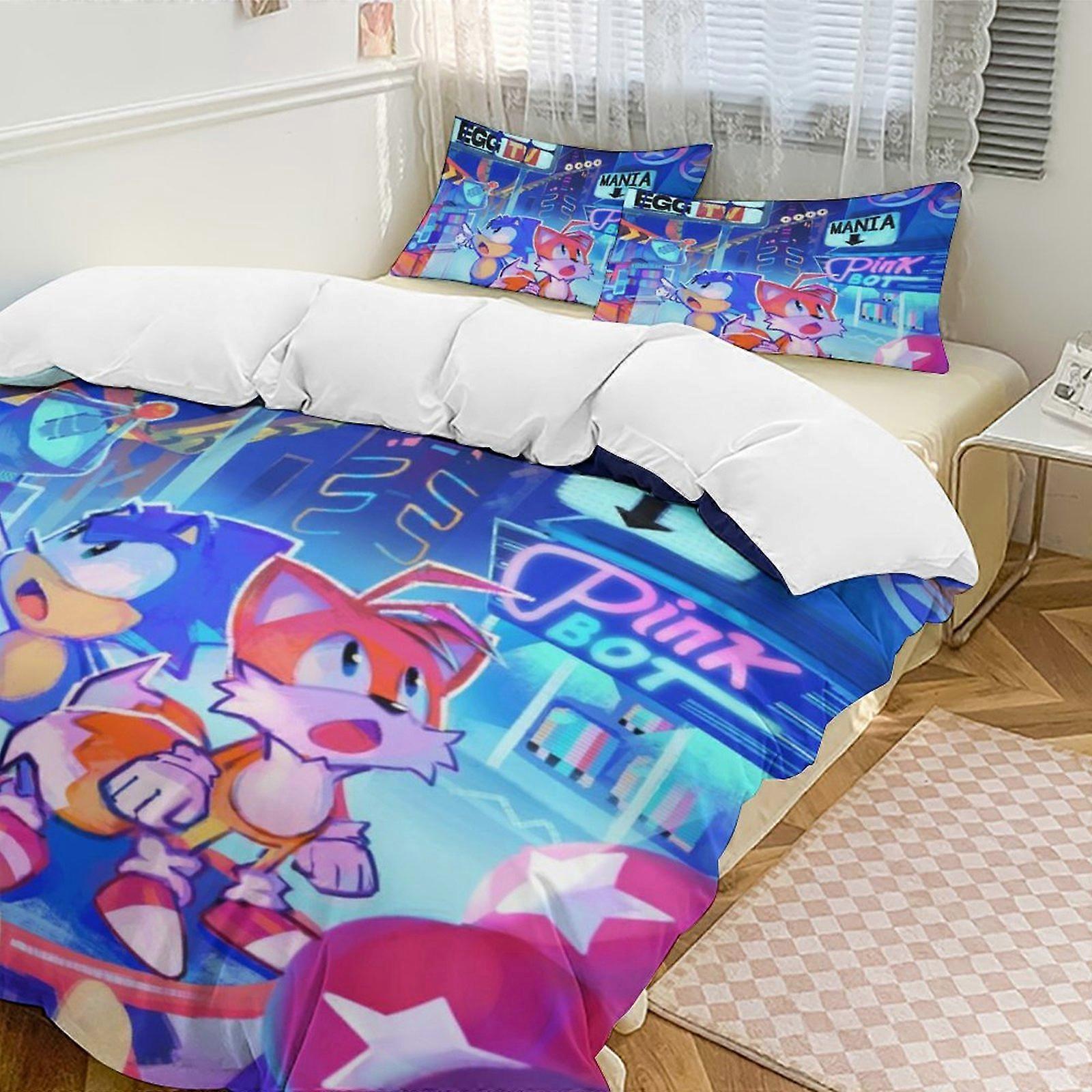 a1996 Lakan Sonic sängkläder Set påslakan set Tecknad tema Barnrum lakan iip1996