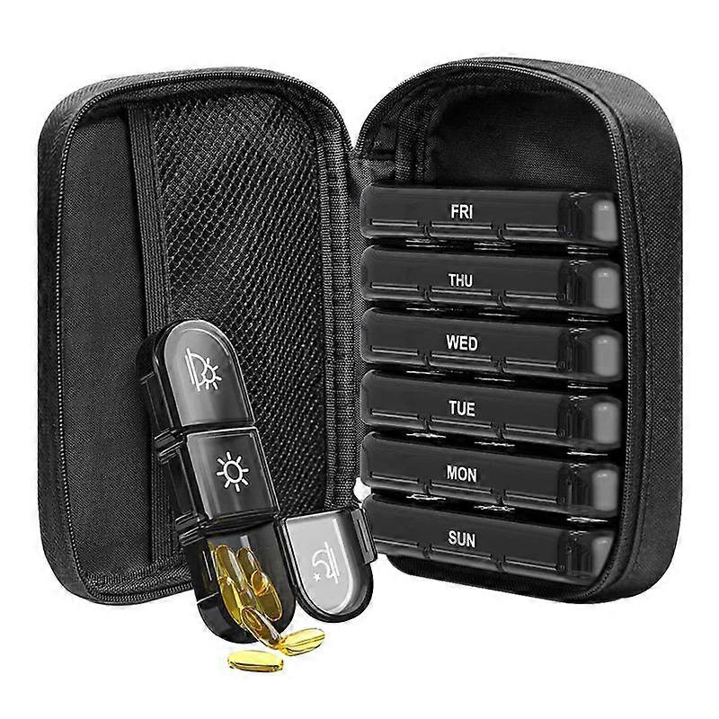Weekly Case 3 One Day Portable Travel Pill Box 7 Days with Canvas Bag for Vitamins Medicine