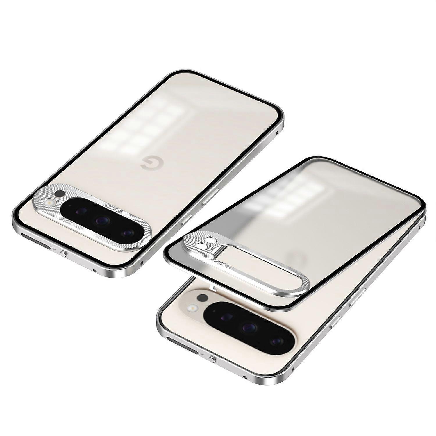 For Google Pixel 9 Pro XL Snap Metal Frame Frosted Case Silver