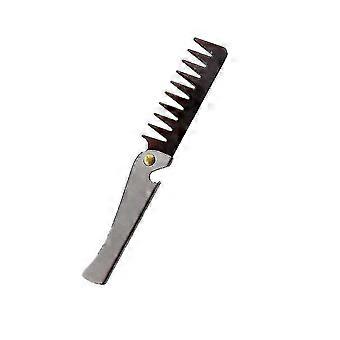 Men's Folding Comb Stainless Steel Handle Folding Comb Portable Hair Comb Folding Comb For Hairstyling For Beauty Salon And Home Use1pcs-silver-ZZY