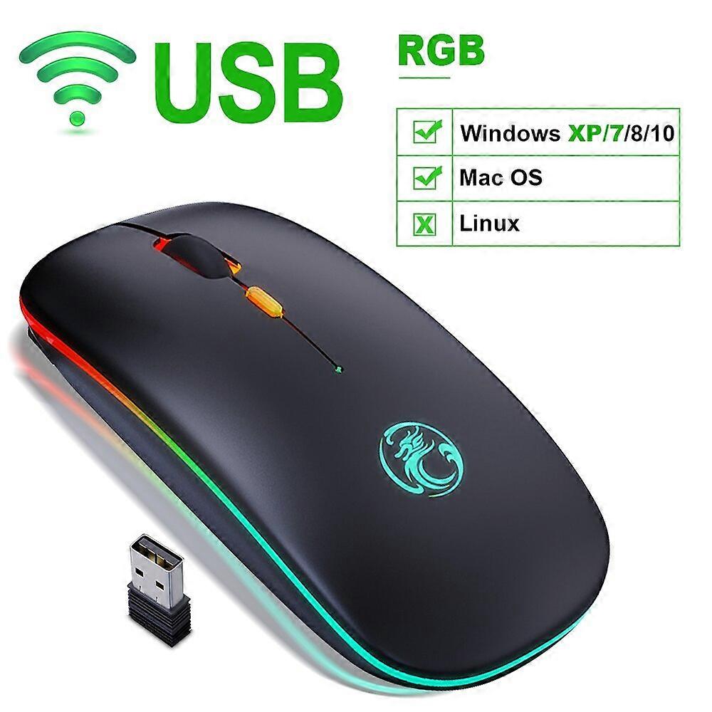 IMICE RGB Wireless Mouse E~1300 Computer Silent LED USB Mouse Rechargeable Ergonomic Laptop Pc10 Meters Effective Distance Mice & Trackballs