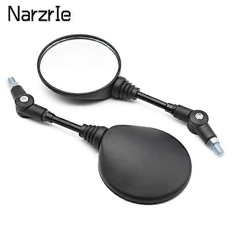 QX 2pcs Motorcycle Mirror Foldable Round Motorcycle Motocross Rearview Mirrors Electrombile Back Side Mirror 10MM Carbon Fiber