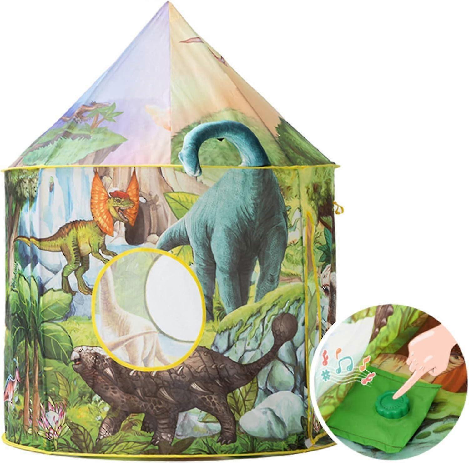 Tenda per bambini con dinosauri, tenda da gioco per bambini, tenda da gioco al coperto con pulsante ruggito, tenda per bambini, con borsa per il trasporto