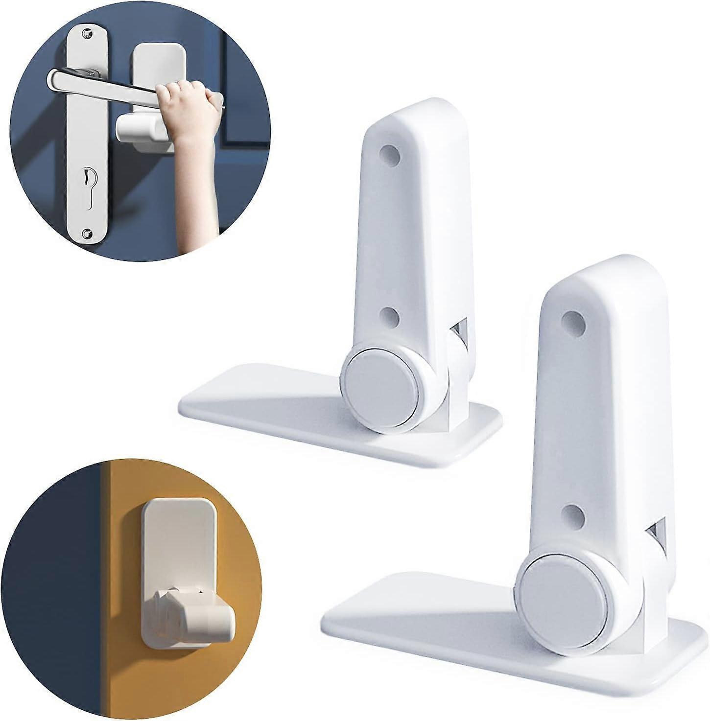 Set of 2 child safety lever door locks and handle