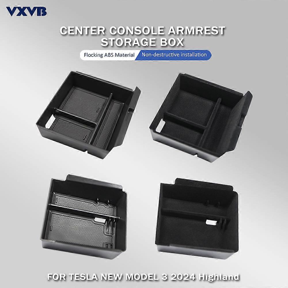 Caja de almacenamiento para Reposabrazos de consola Central, organizador de flocado Central, bandeja ABS, accesorios interiores, Tesla New Model 3 Hig