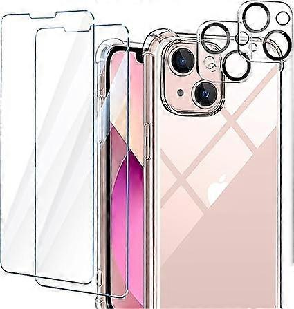 4 Pack Compatible with iPhone 13 Phones, 2 Tempered Glass and 2 Camera Protector, for iPhone 13