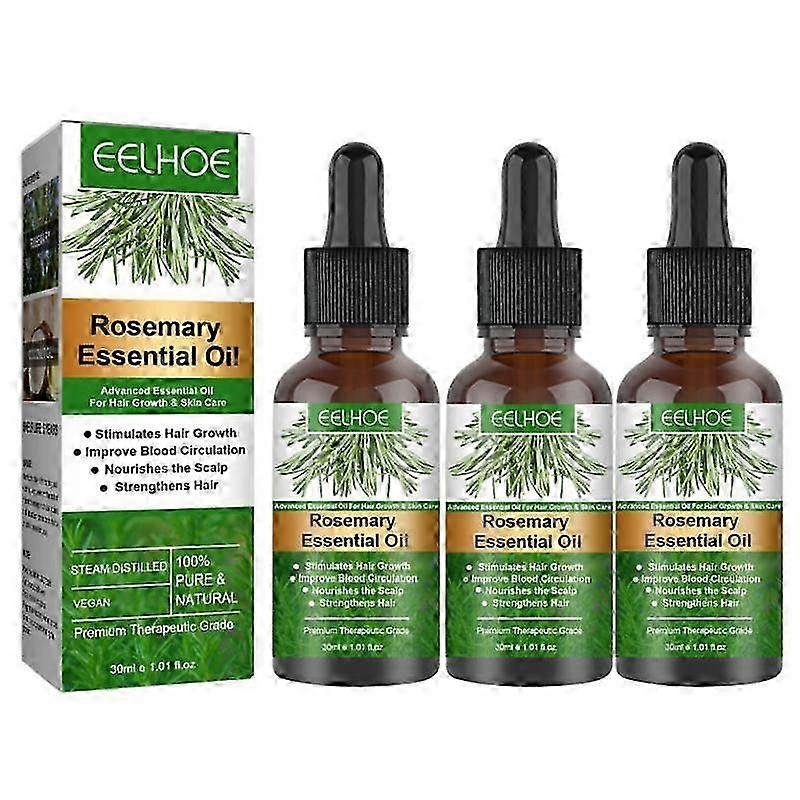 1-3x óleo de alecrim para o crescimento do cabelo cuidados com a pele - 100% puro óleo essencial de alecrim para sobrancelha e cílios, nutre o couro cabeludo, estimula o crescimento do cabelo