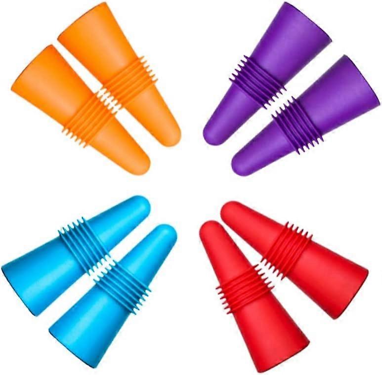8 Pack Wine Stoppers Reusable Silicone Beverage Bottle Closure Replacement with Handle Top