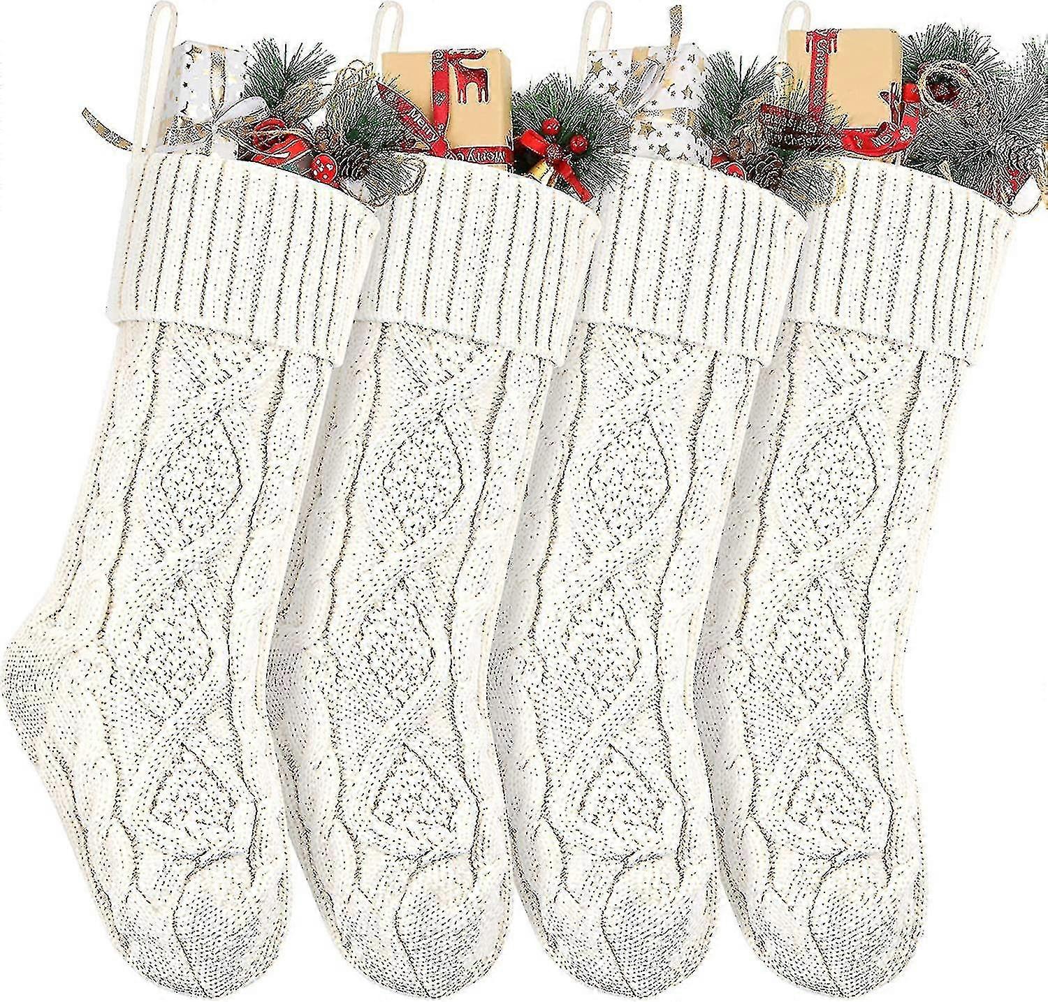 Strümpfe Large 18 Zoll Heilwiy Strümpfe Weiß Zopf Gestrickte Weihnachtsstrümpfe Classic