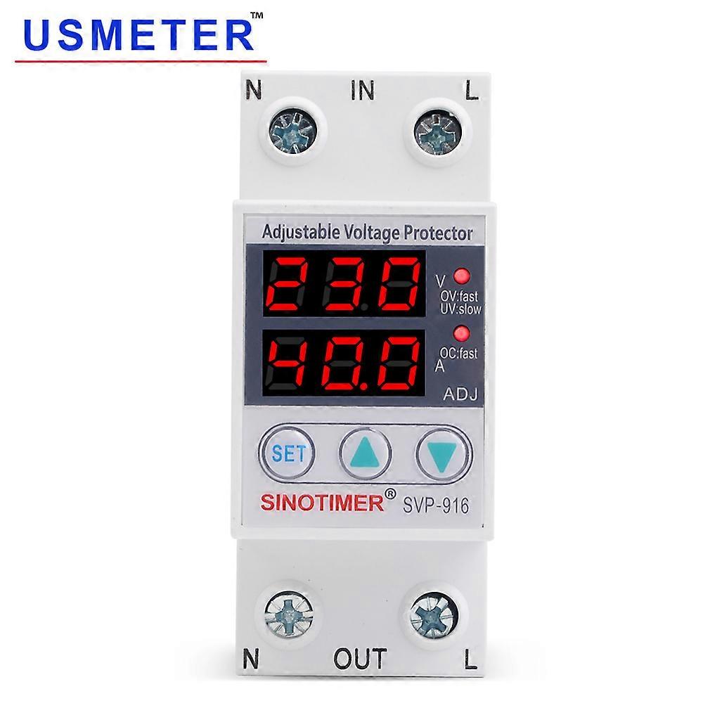 SVP-916 6A 10A 40A 63A 80A Over Voltage Protection Limit Current Dual Display Surge Protector 220V Automatic Voltage Relay