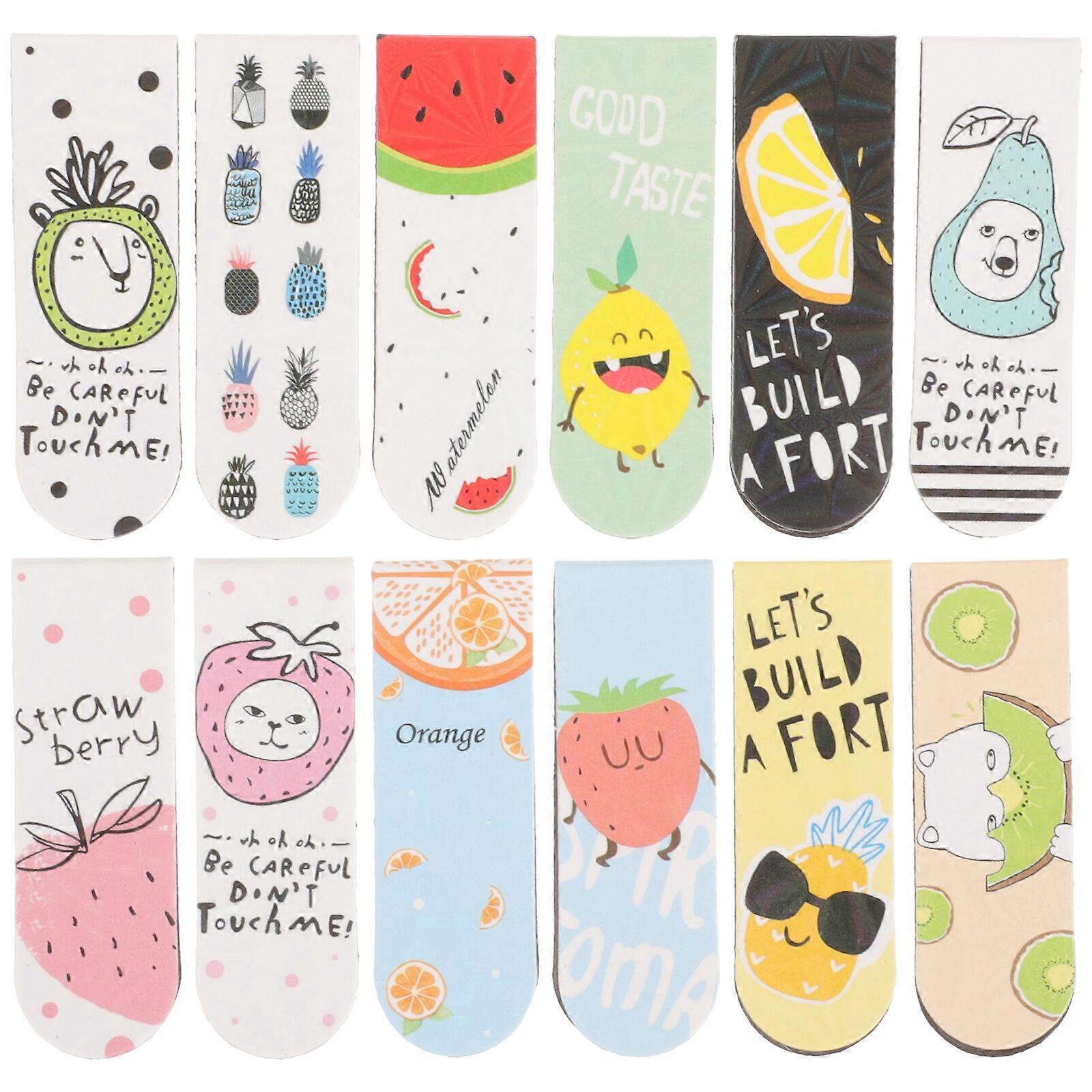 12pcs Magnetic Bookmarks Magnetic Students Page Markers Magnetic Reading Book Markers