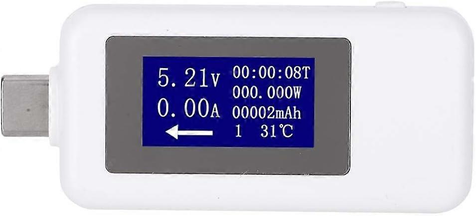 USB Type-C Tester Multifunctional Bi-Directional Current Voltage DC Digital Voltmeter(White)