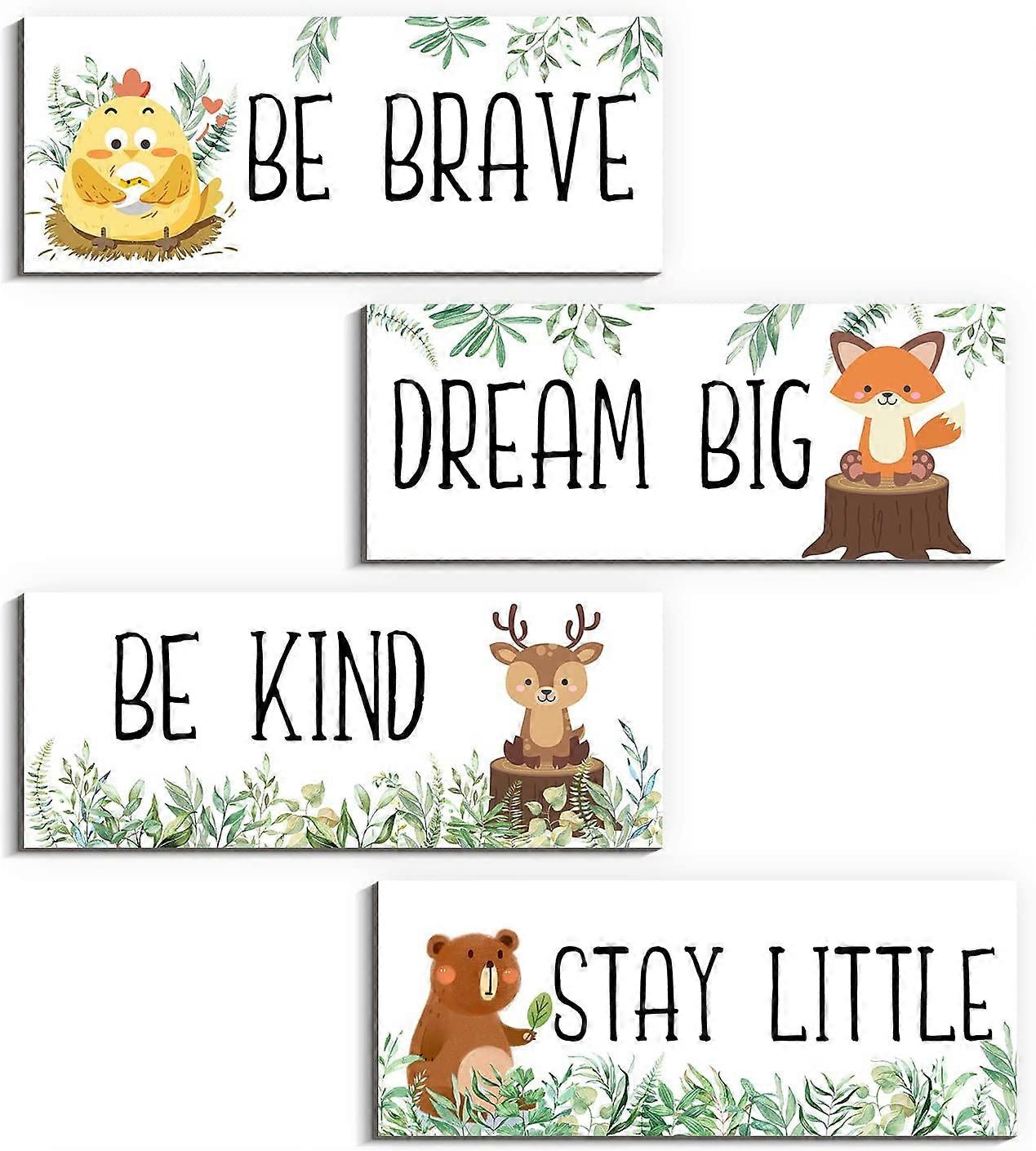 Nursery Wall Art 4 Pieces Cute Animal Picture Art Print Inspirational ...