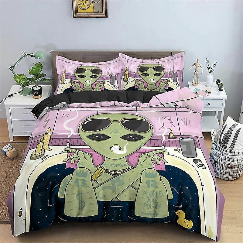 a416 Lençóis Cogumelo Conjunto de Capa de Edredom Trippy Desenho Hippie Design Conjunto de Cama Psicodélica Edredom Colcha Capa Dupla Conjunto de Cama de 3 Peças (1 Duv