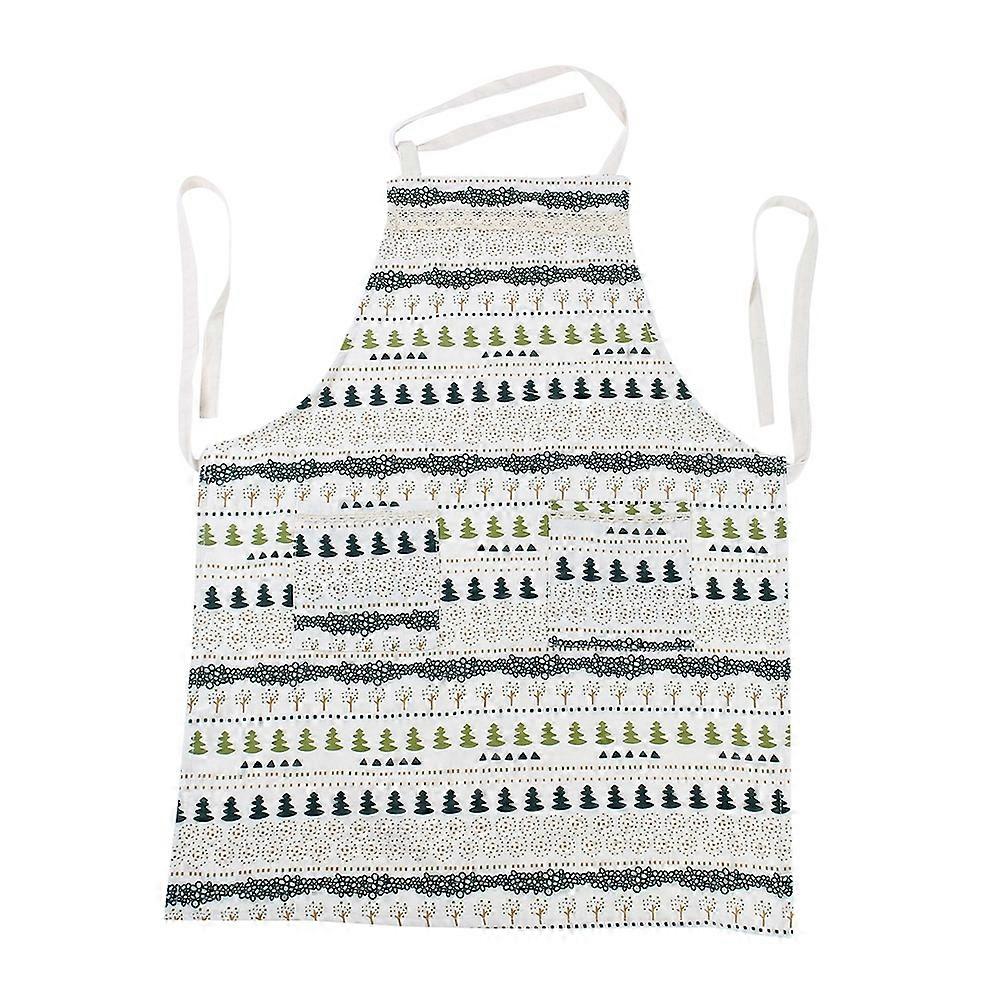Tree Pattern Cotton Kitchen Apron Unisex Cooking Aprons with Two Pockets