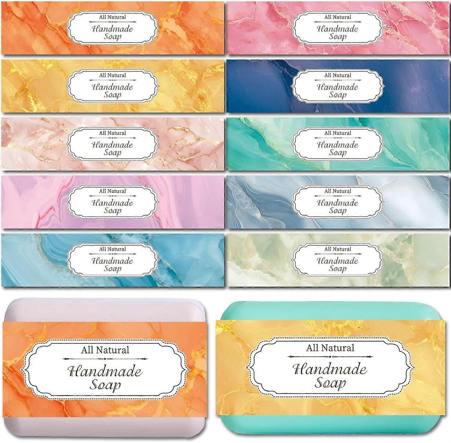 100 Pcs Soap Wrapping Paper Tape 10 Styles Soap Wrapper Marble Vertical Soap Sleeves Covers with Tectorial Membrane Packaging Supplies for Handmade So