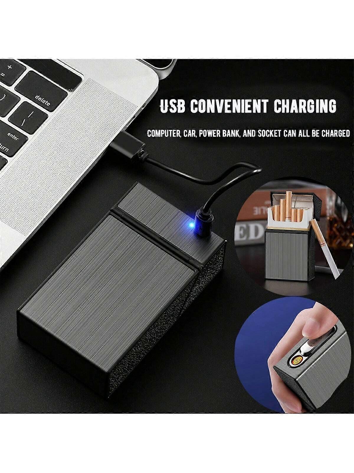 XIANG YU 1pc Moisture-Proof & Shockproof Large Capacity Magnetic Flip Top Cigarette Case, Integrated Electric Lighter & Regular Cigarette Case (4 Opti