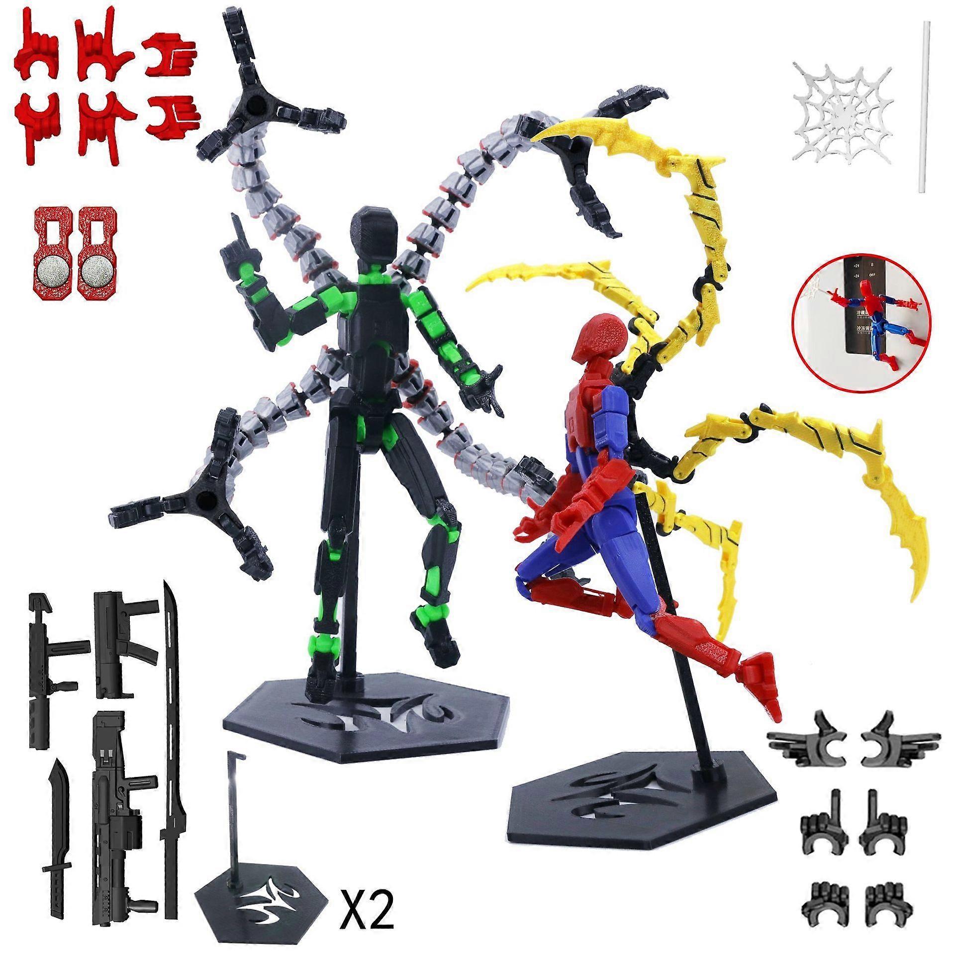 Spider-Man Articulated Action Figures, Dr Octopus Articulated Action Figures, Finished Action Figures,  Lucky 13 Action Figures, 3D Printed Multi-Arti