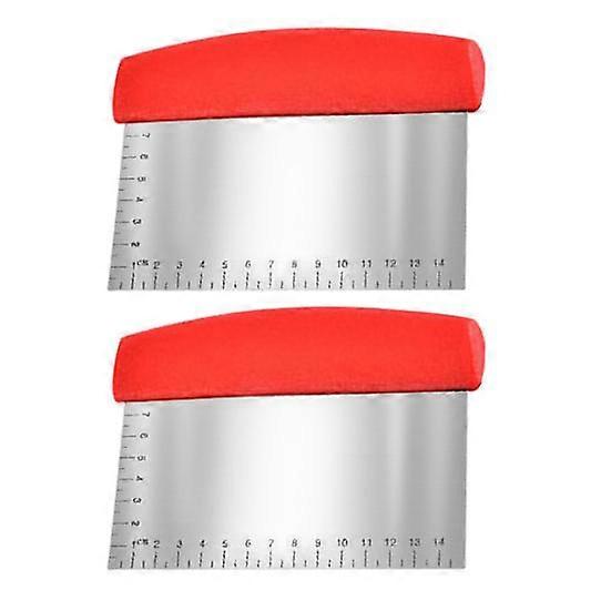 2 Pcs Dough Cutters with Measuring Scale Food Grade Stainless Steel High Strength No Deformation Bench Scraper Pastry Cutter Tool Dough Scraper
