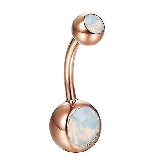 Dual Round Faux Opal Barbell Navel Ring Party Women's Body Piercing