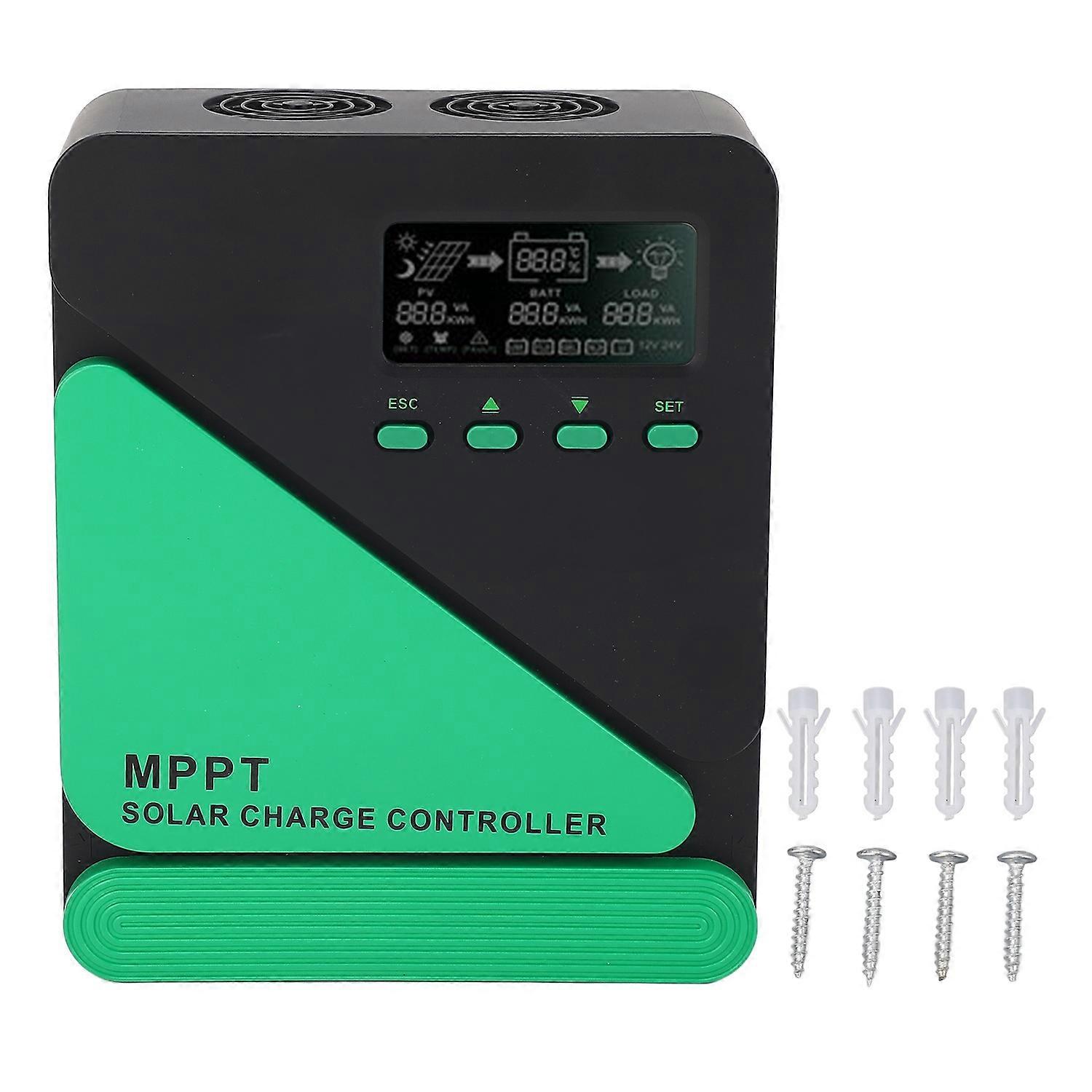 MPPT Solar Charge Controller Dual USB 5V 3A Output LCD Backlit Display Solar Panel Regulator 12V 24V