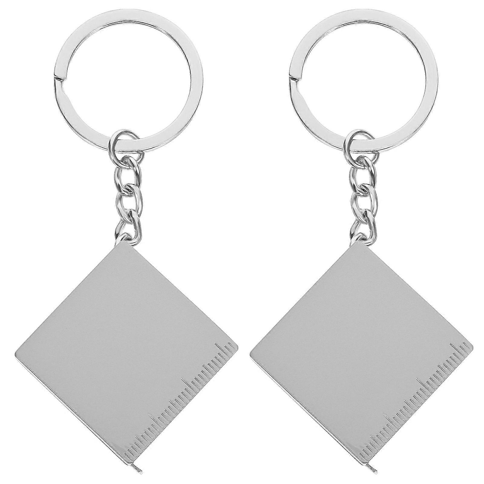 2Pcs 1M Small Retractable Tape Measure Pendant Portable Square High Precision Tape Measure with Key Ring