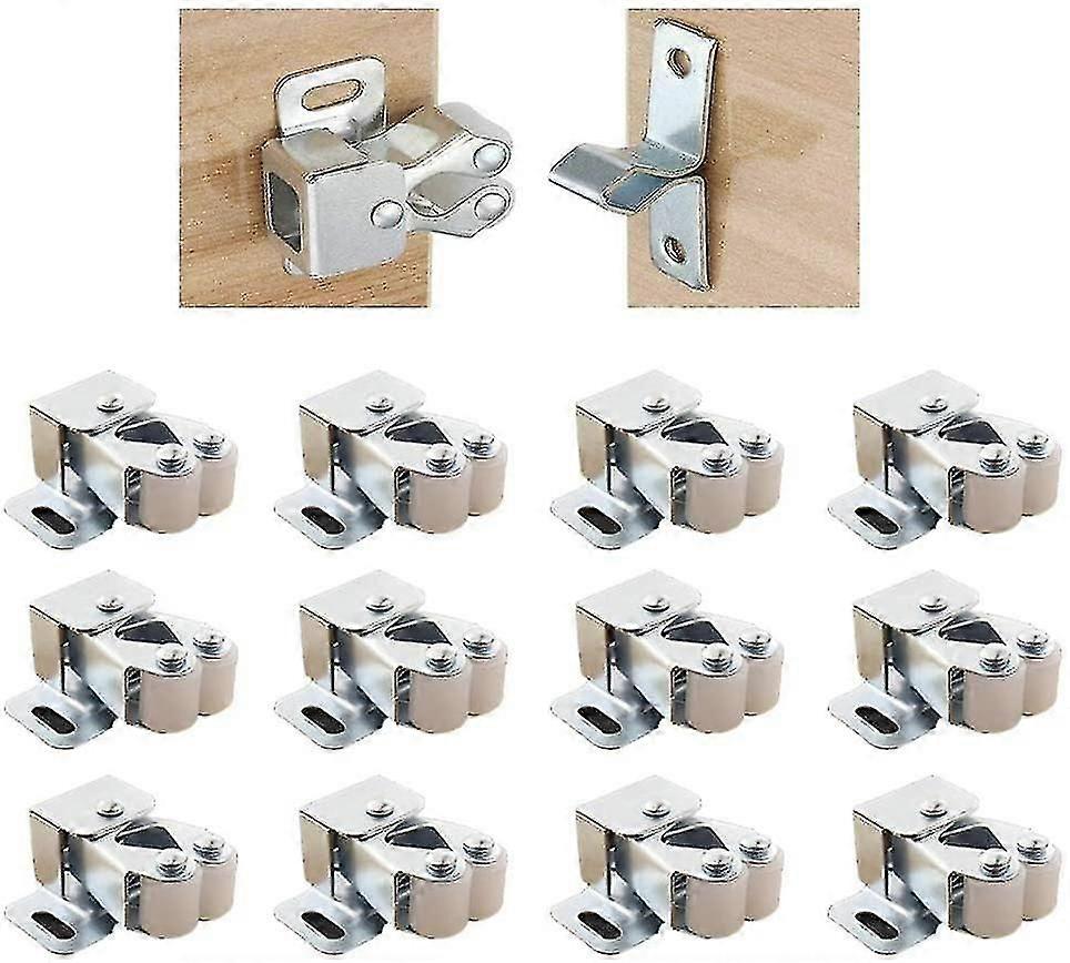 12pcs Latch With Double Roller Stainless Steel For Cabinet Drawer