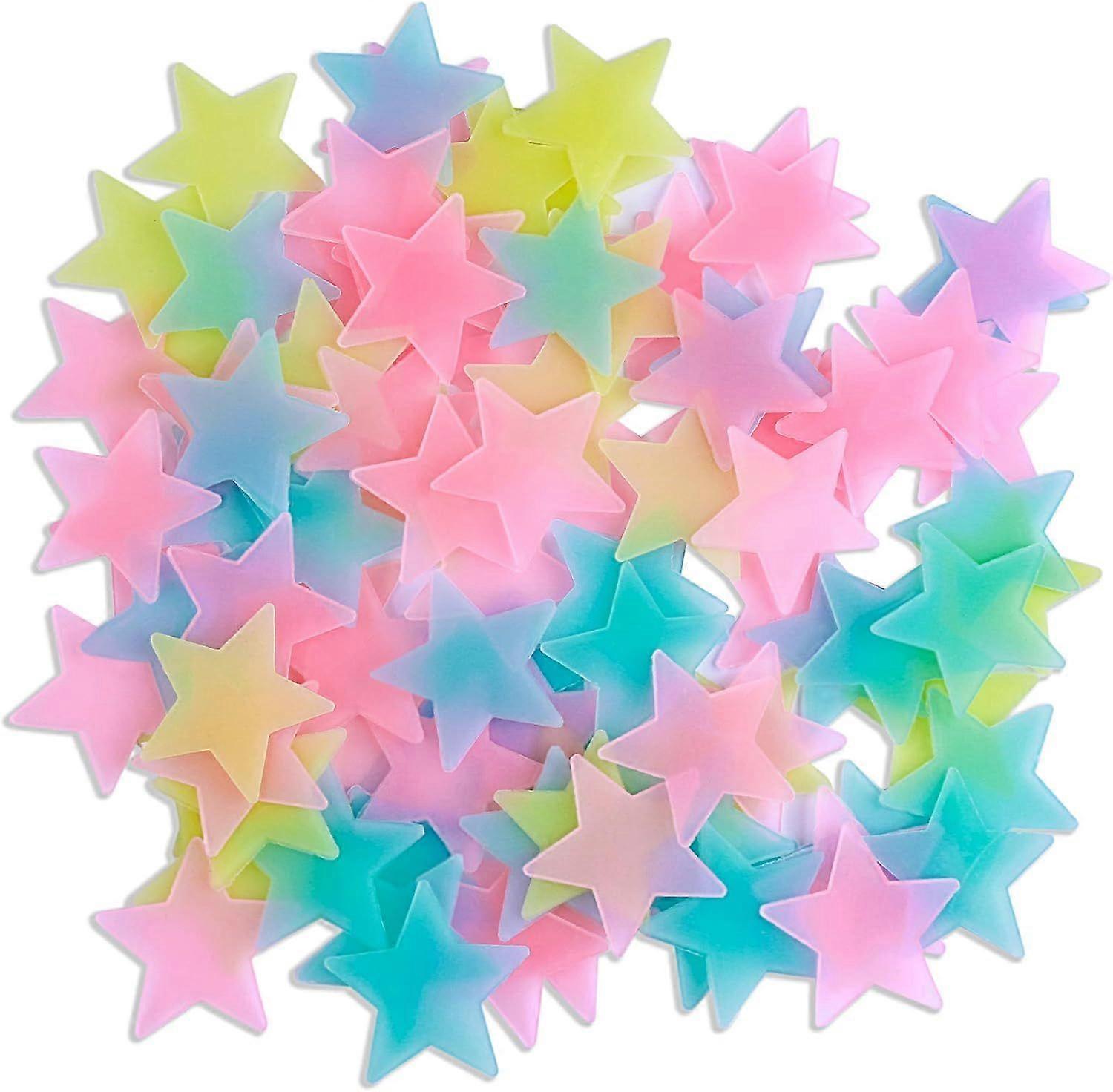 SBSGV 100 Pcs Colorful Glow in The Stars Fluorescent Noctilucent Plastic Wall Stickers Murals Decals for Room DecorationsColorful