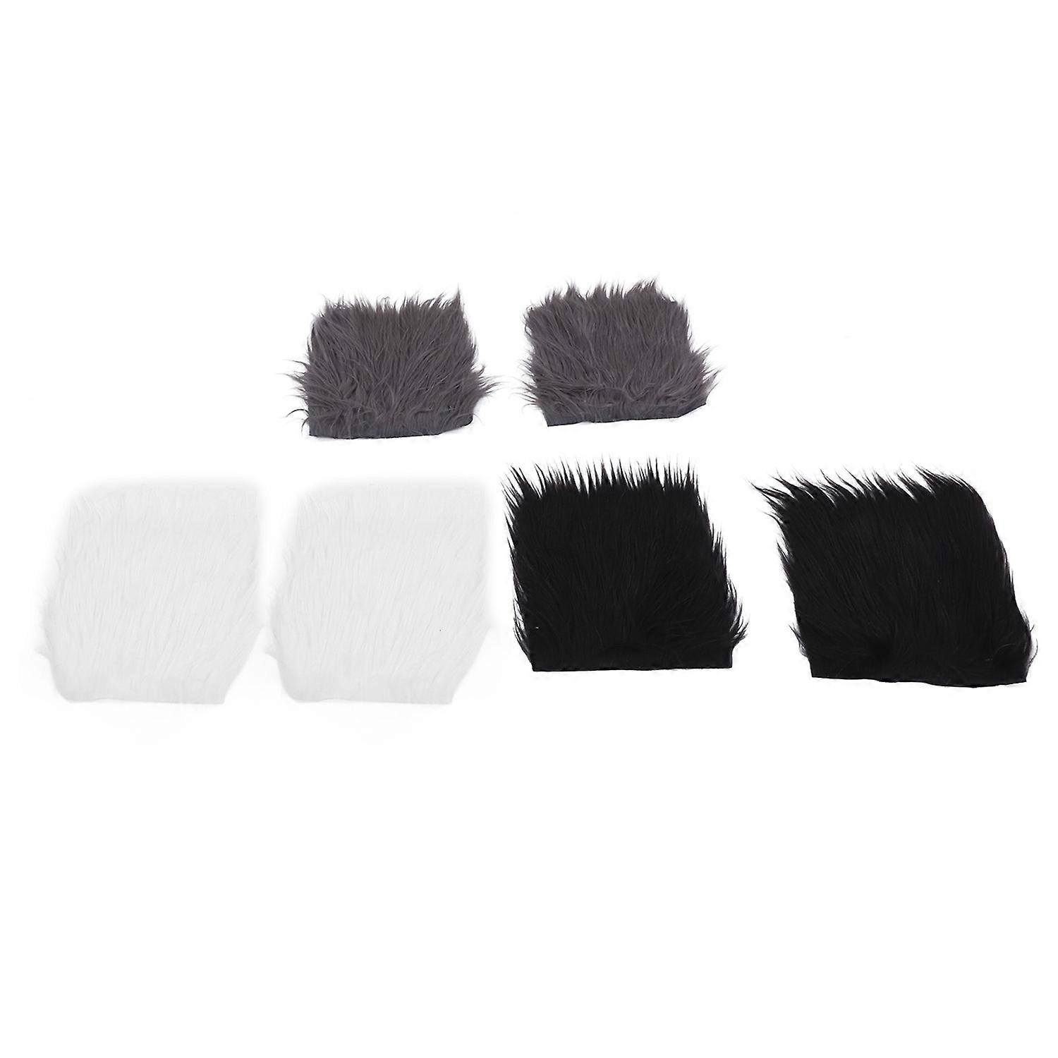 6pcs Faux Fur Fabric 25x25cm White Black Gray DIY Making Fluffy Glossy 3 Colors Convenient Washable