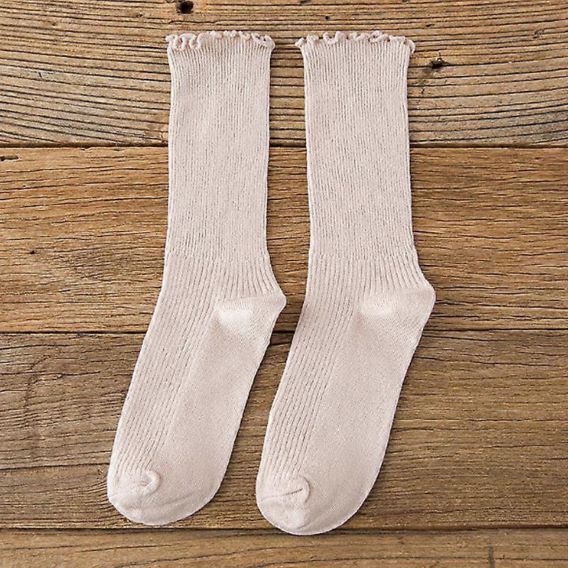 Solid Hosiery Mid Calf Socks - Comfortable Cotton