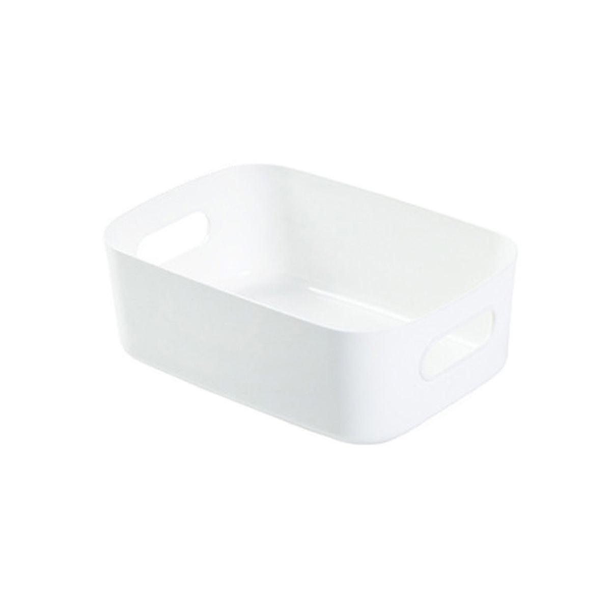Desktop Storage Basket PP Cosmetic Storages Box Desktops Sundries Organizer with Handle for Household Small White