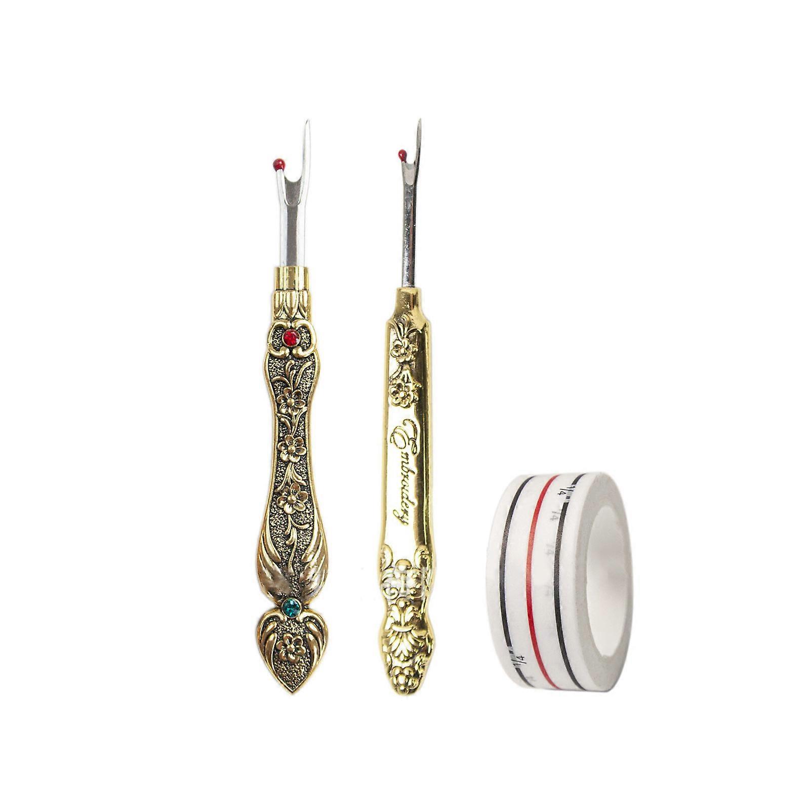 2 Adet Metal Dikiş Rippers Dikiş Konumlandırma Bandı, Dikiş için İplik Çıkarıcı Araç, İplik Çıkarma altın