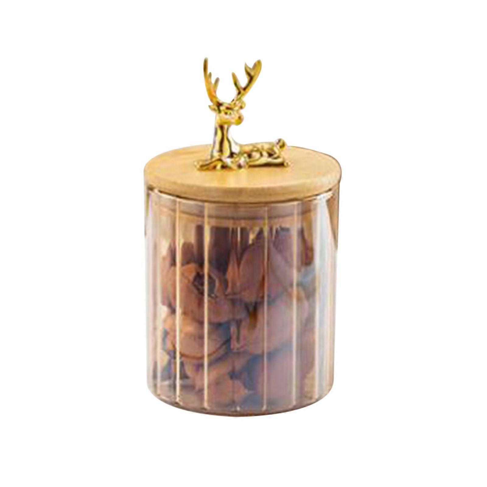 Airtight Borosilicate Glass Jar with Bamboo Lid, Elegant Golden, 90x100mm