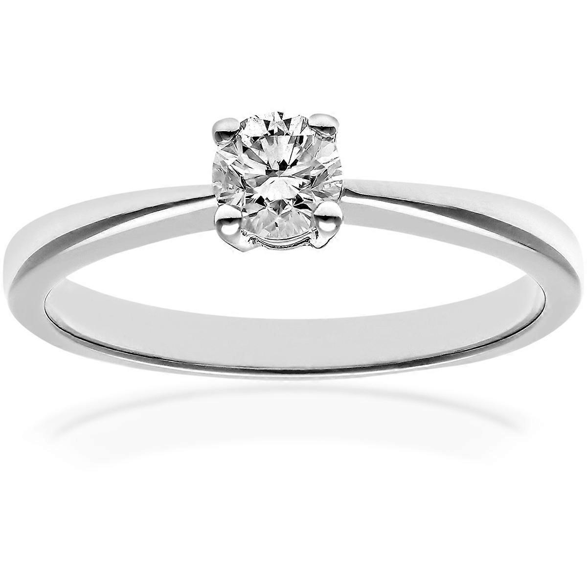 Jewelco London 18K 白金圆形 1/3 克拉钻石 4 爪单石订婚戒指