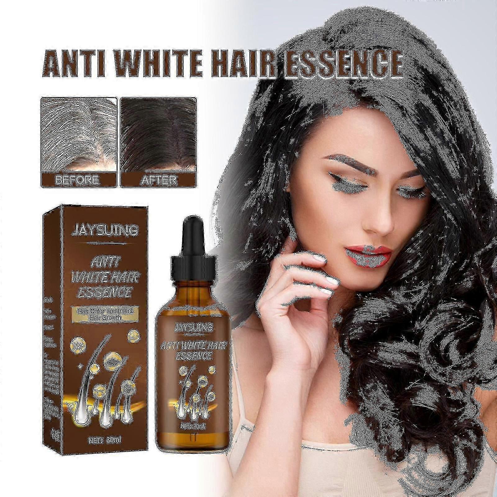 1pc Jaysuing תמצית שיער אנטי לבן לבן לשחור תמצית שיער שחור עיסוי קרקפת לחות שיער תמצית שיער