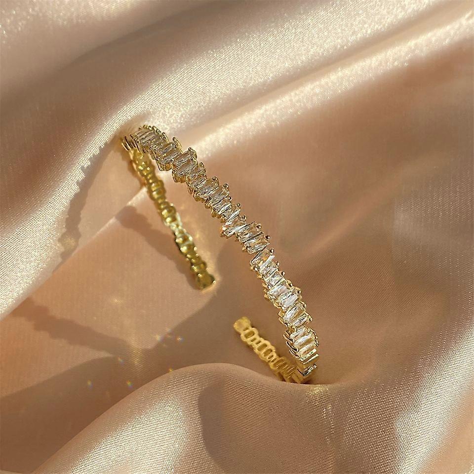 RAKOL Gold Color Bracelet and Ring Set for Women Trendy Style Jewelry for Party Birthday Everyday Cubic Zirconia