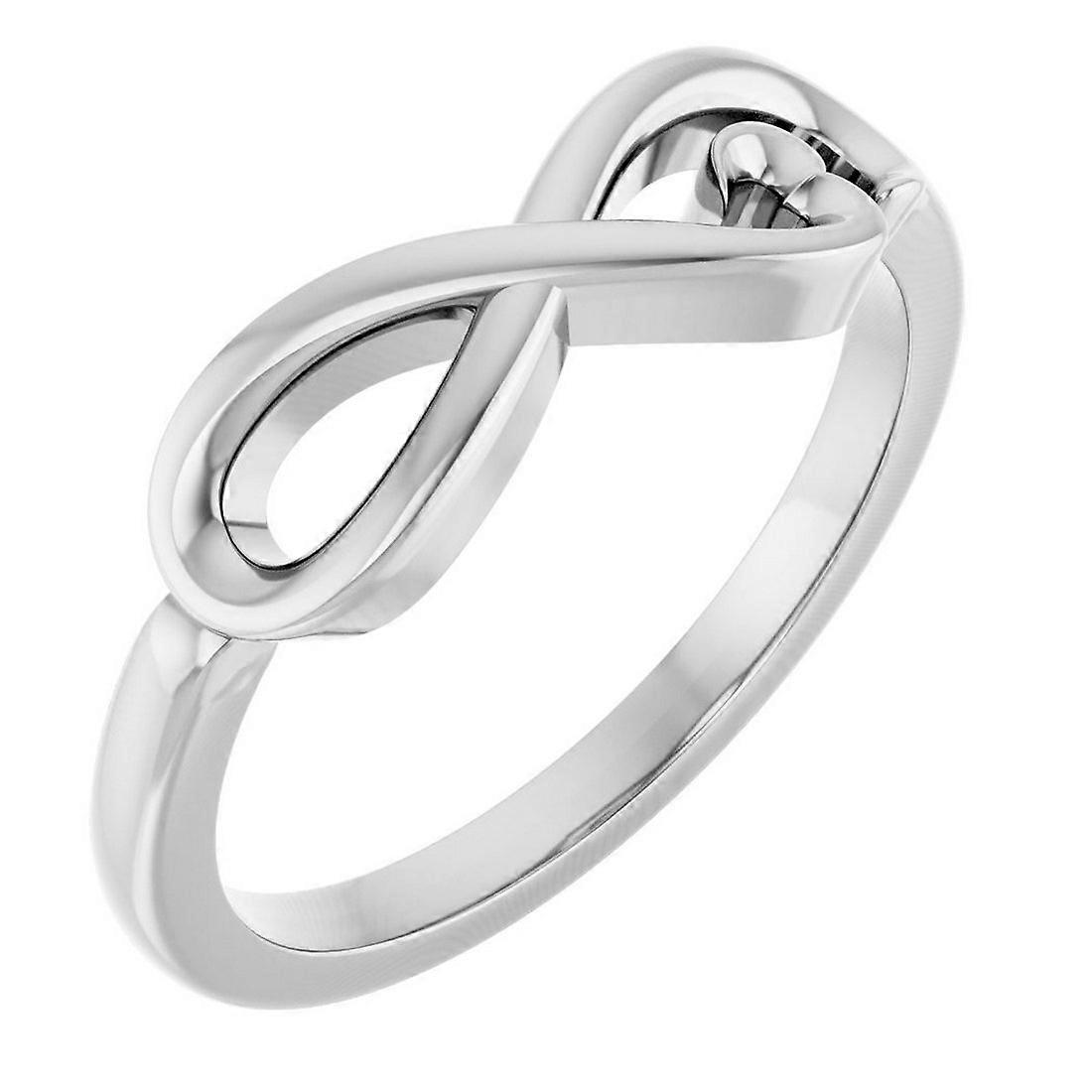 14Kホワイトゴールドポリッシュインフィニティラブハートリングサイズ6.5ステートメントリング女性用-3.2グラム