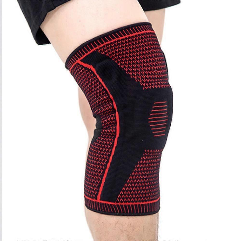 Knee Braces for Knee Pain Wraps Patella Stabilizer with Silicone Gel Spring Support, Hinged Kneepads Protector for Meniscus Tear Arthritis-Red XL