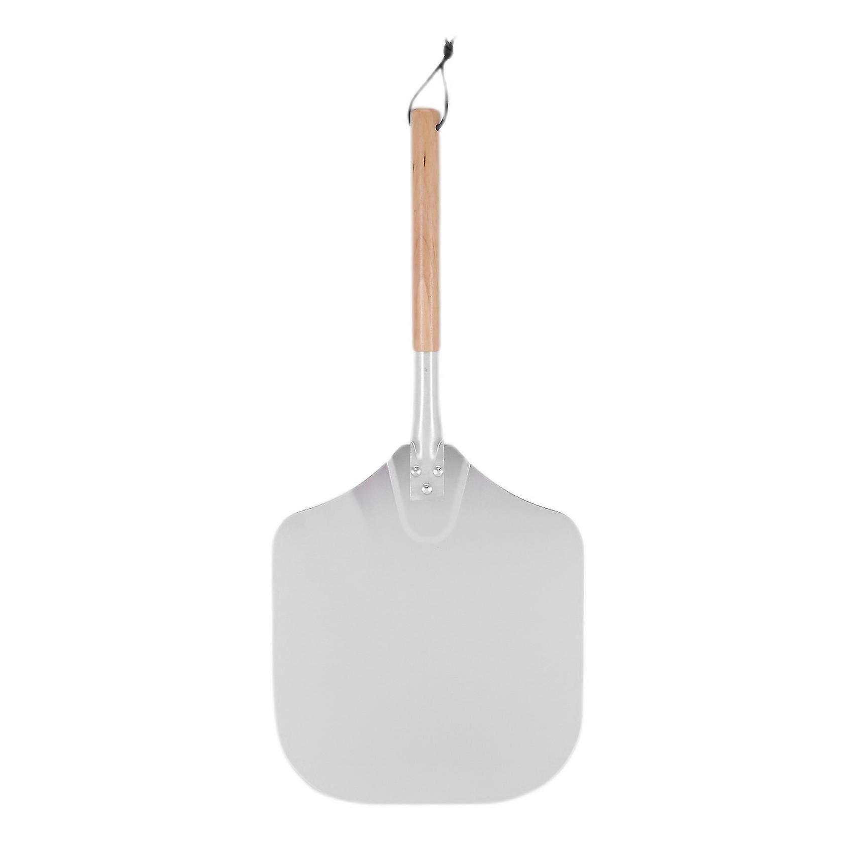Square Pizza Peel, Aluminum Pizza Pusher with Wooden Handle, Bread Pusher, the Pizza Base - Pizza L