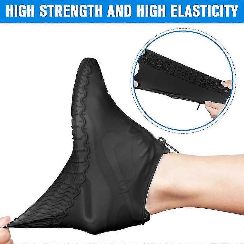 Waterproof shoe cover, reusable silicone shoe cover, reinforced non-slip sole, suitable for rain and snow. size XL
