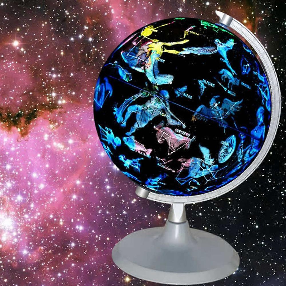 8 Inch Illuminated World Globe 2-in-1 LED Earth Globe Constellation Globe for Educational Geographic
