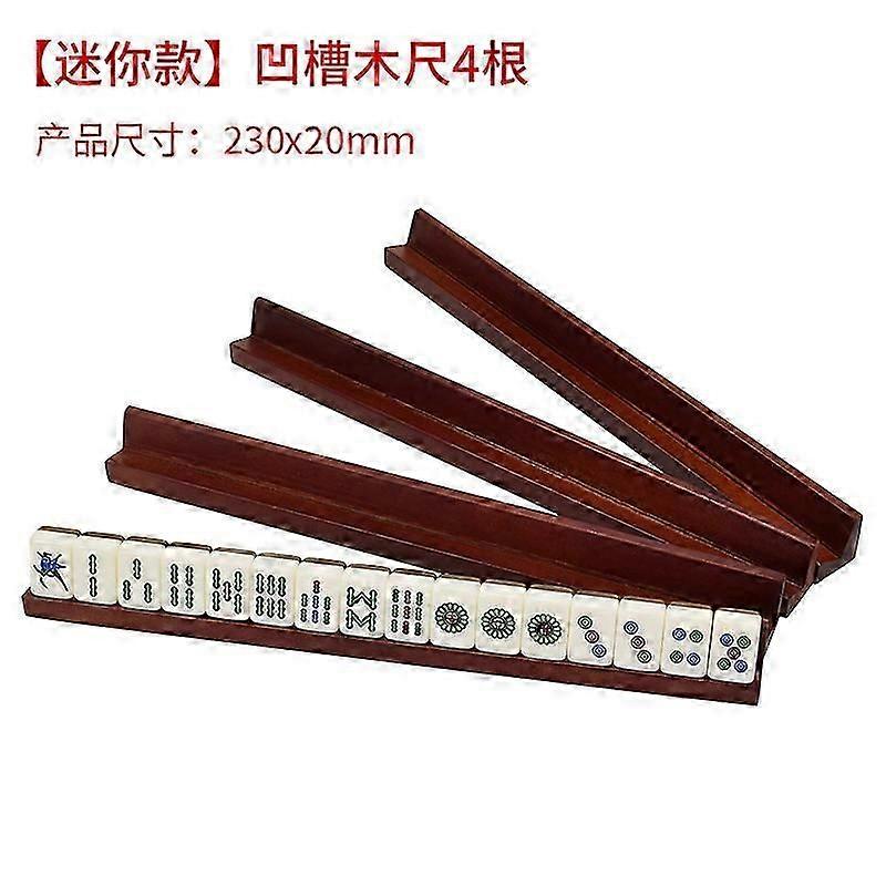 4pcs Wooden Mahjong Game Racks Wooden Push Tile Ruler Wooden Domino Trays Holders For Tile Movement Mahjong Enthusiasts