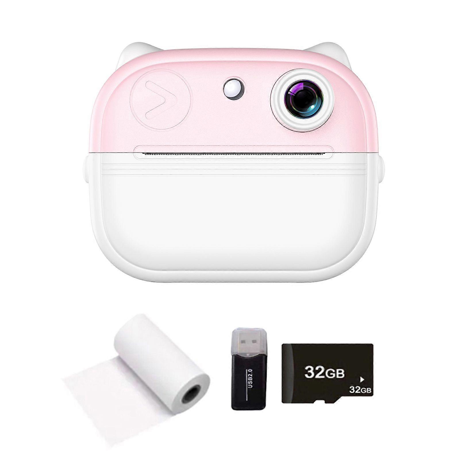 Kids Camera Instant Thermal Printer 2.0 Inch Screen Photo Printer 48MP Rear Camera Support Timer Shooting Video Recording Thermal Inkless Printing wit