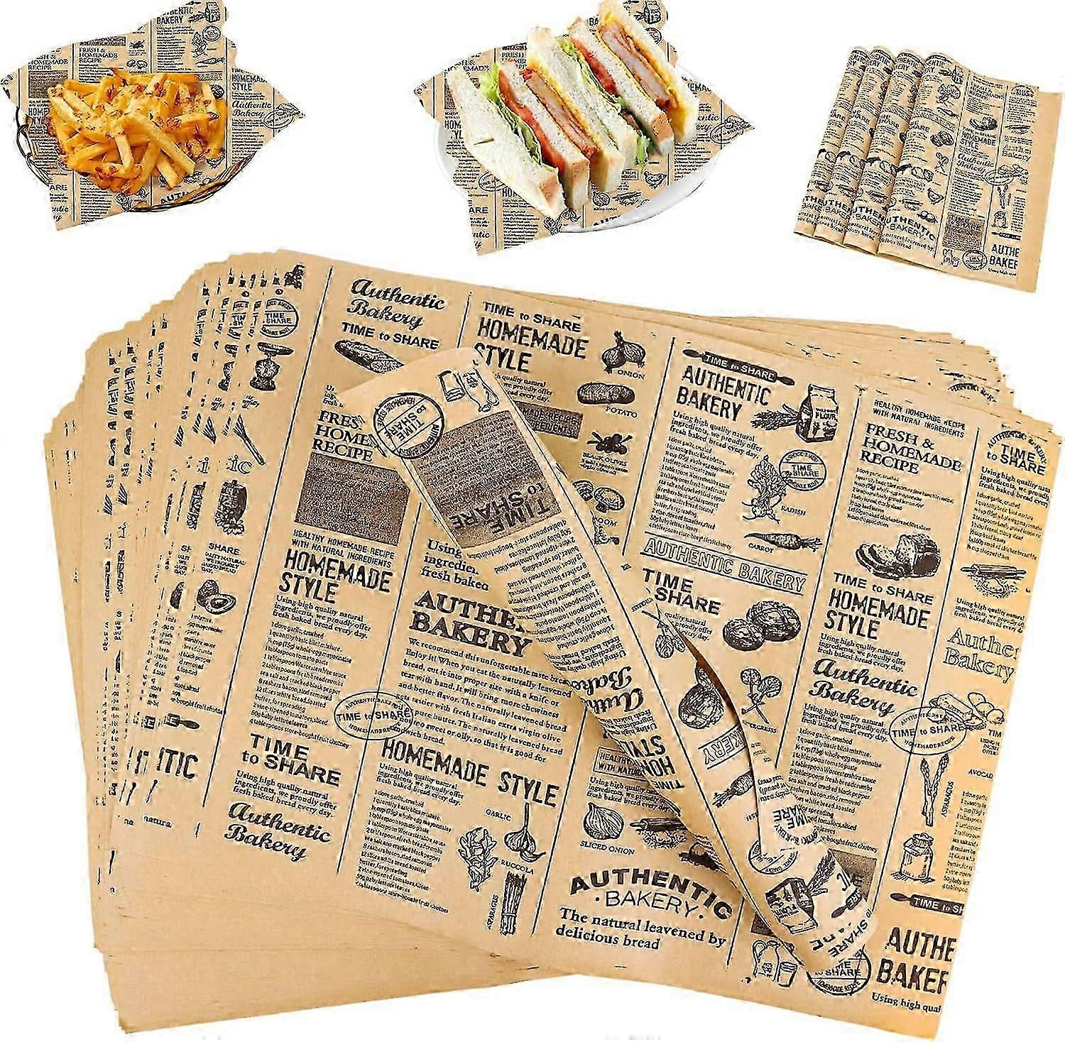 100 Sheets of Paper Sheets, Food Packaging Paper, Burger Paper, Wrap Paper,